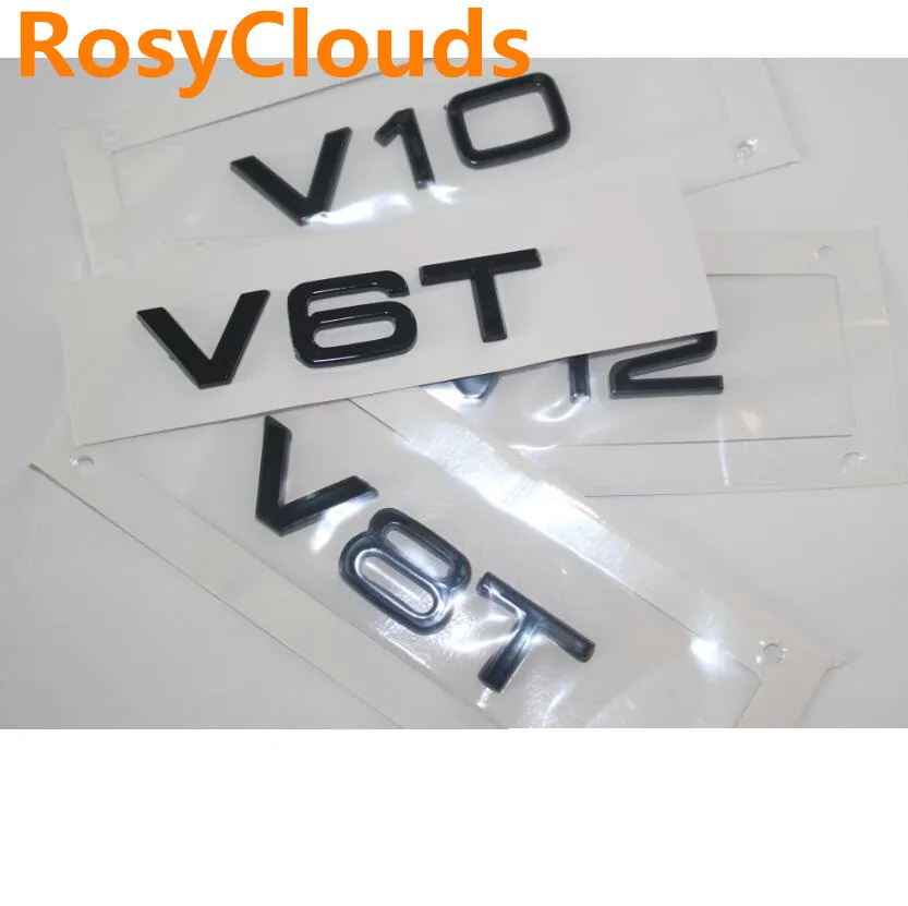 Глянцевые черные буквы V6T V8T V10 W12, эмблемы крыльев Fender для Audi A4 A6 A7 A8 S3 S4 R8 RSQ5 Q5.