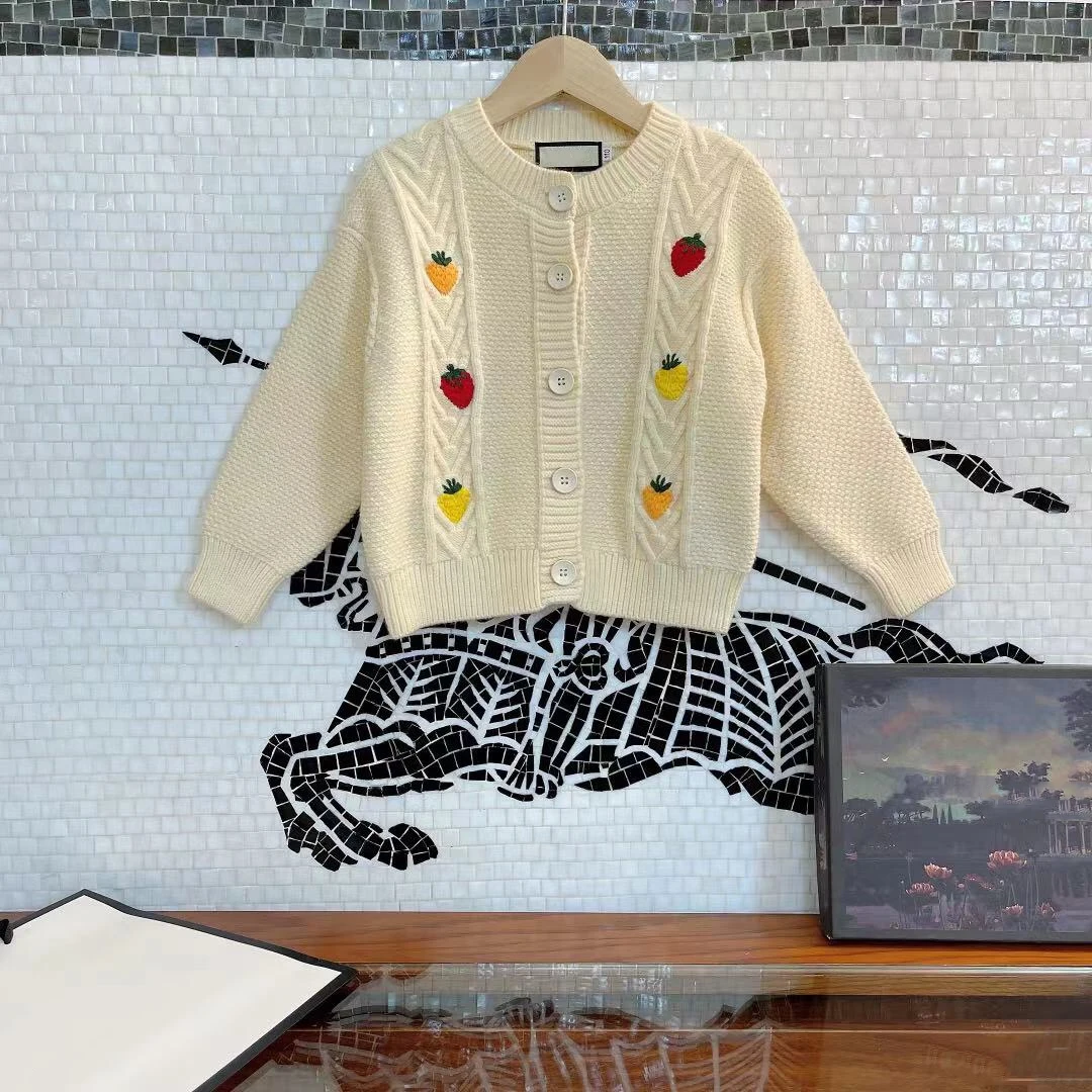 

Brand Designer Girls Coat Kids Spring and Autumn Clothes 2021 New Cute Bohemian Soft Wool Cardigan Sweater Jacket Baby Children