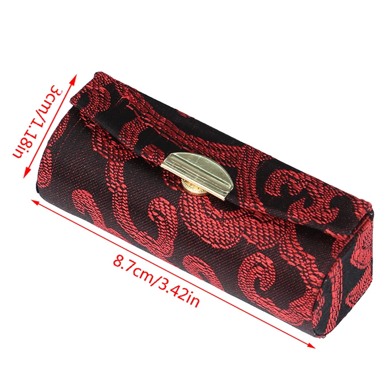 1PCS Portable Retro Embroidered Flower Designs Lipstick Case With Mini Mirror Lip Gloss Box Jewelry Holder Makeup Storage Tools | Красота и