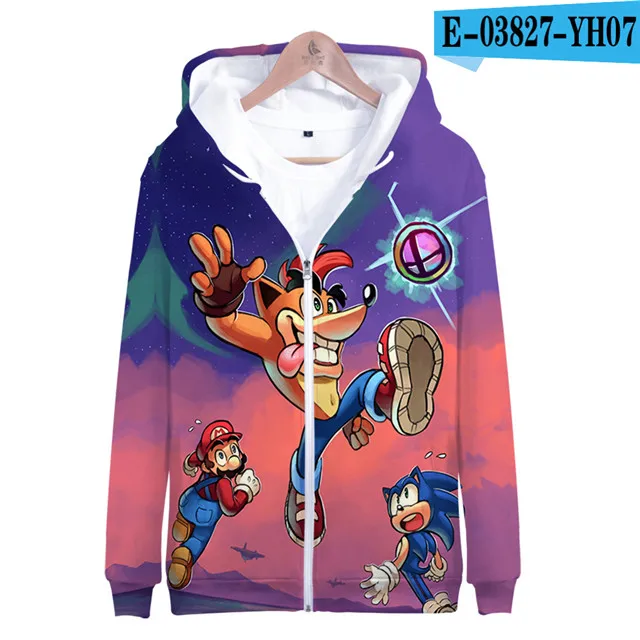 3dLL-324 Супер Марио Bros. 3D Толстовка с капюшоном, флисовая толстовка Super Smash Bros, толстовки Harajuku, мужской спортивный костюм, хип-хоп куртка на молнии, пальто, одежда - Цвет: 3dLL-324