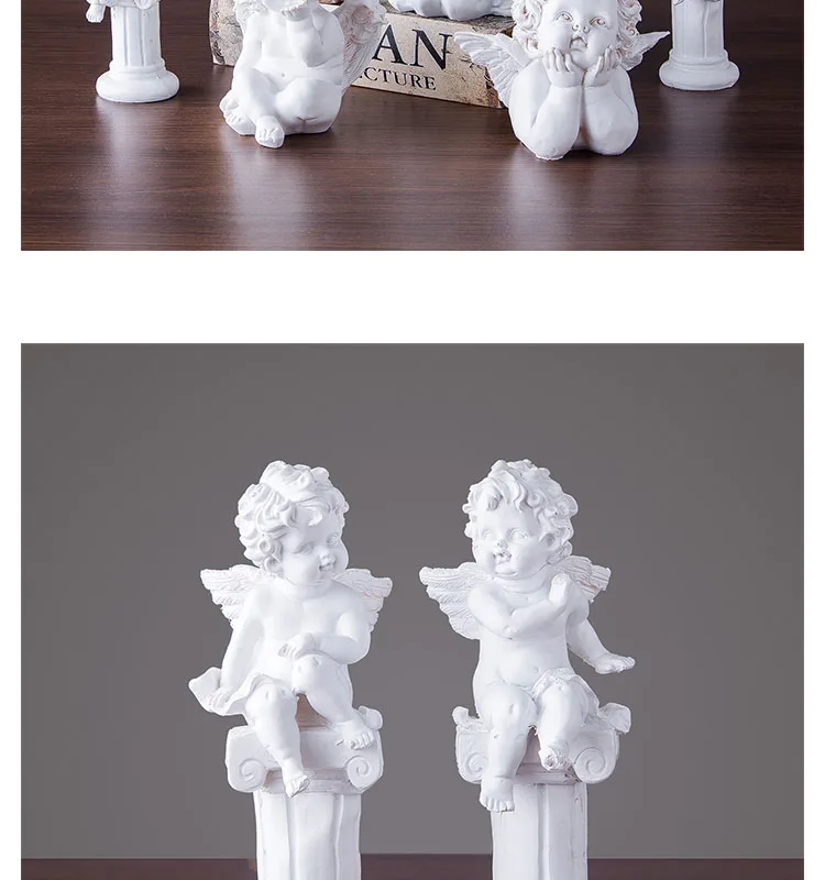 European Handmade Resin Angel Figurines Home Furnishing Decoration Crafts Wedding Gifts Lucky Ornament Desk Statues