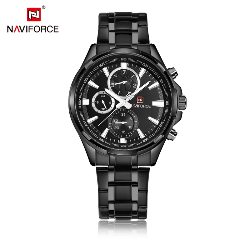 BB NAVIFORCE мужские часы, Горячая Марка, мужские спортивные часы, полностью стальные, водонепроницаемые, аналоговые, 24 часа, кварцевые наручные часы, часы, Relogio Masculino - Цвет: BB