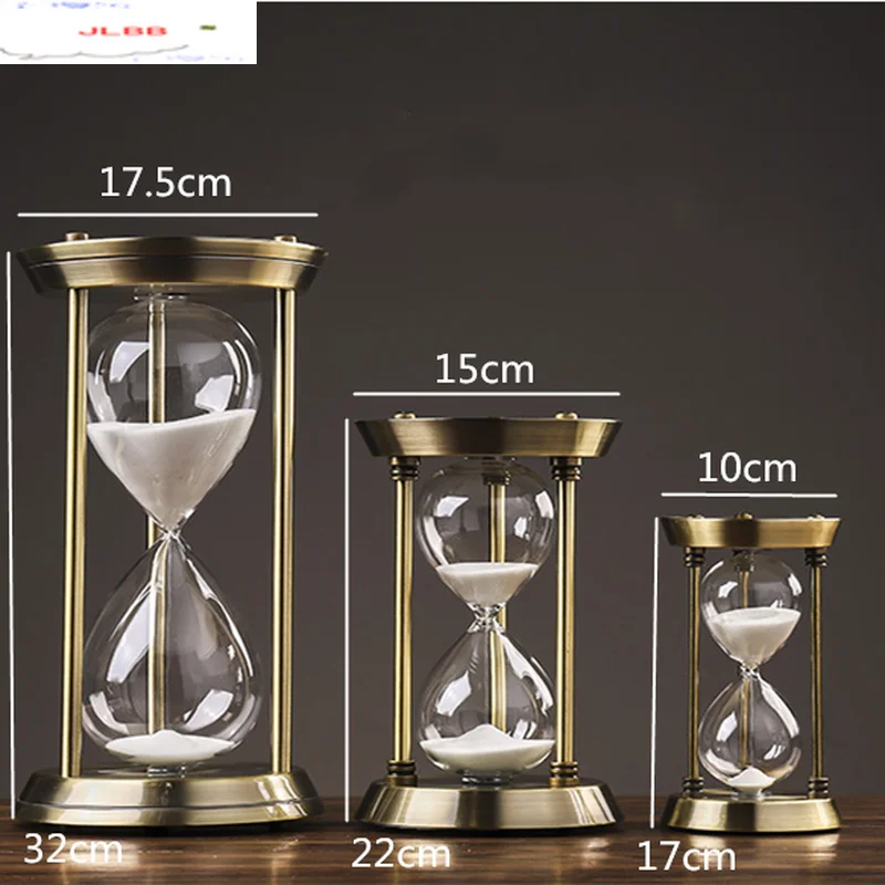 

Northern Europe Metallic Glass Hourglass Ornaments Timer Iron Art Rotatable Hourglass Crafts Home Desktop Decoration Furnishings