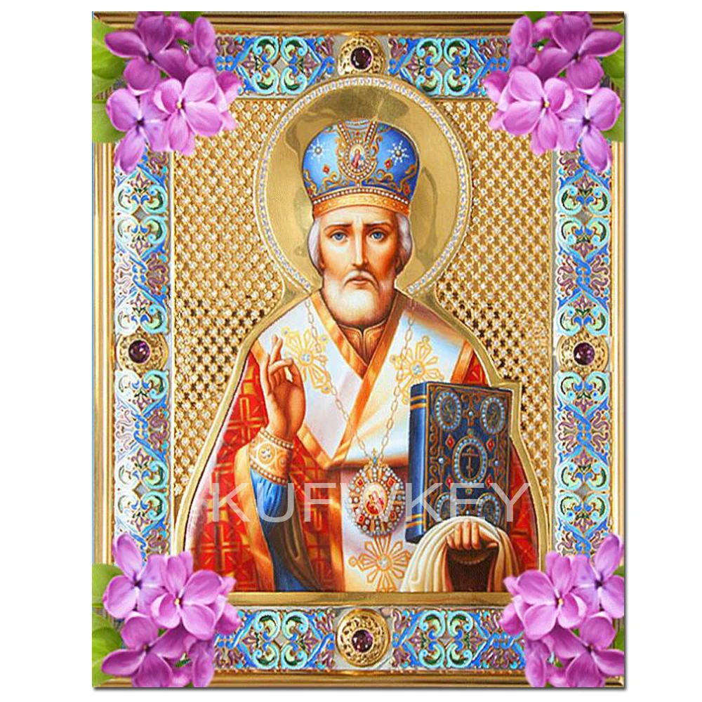 Иконы для алмазной живописи St. Николай мира прибытие полный Квадратный шаблон