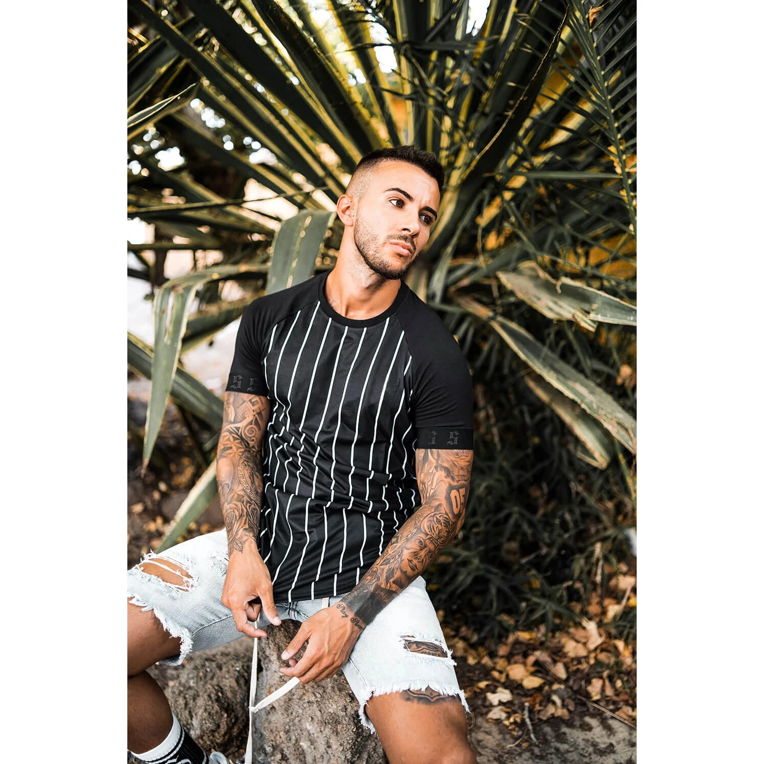 Мужская футболка с коротким рукавом и 3D-принтом в полоску