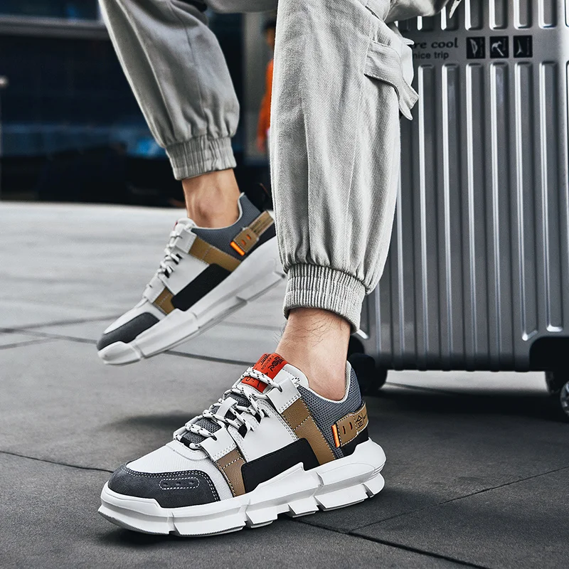 Guochao папа обувь ins в Корейском стиле мужские туфли сеточку кроссовки плотно