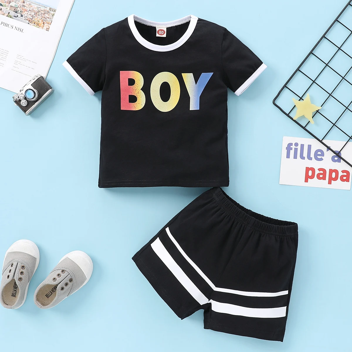 

ModaIOO Matching Dolls & boy Pajamas Short Sleeve Pyjama Kids Sleepwear Set baby boy clothes set boutique kids clothing