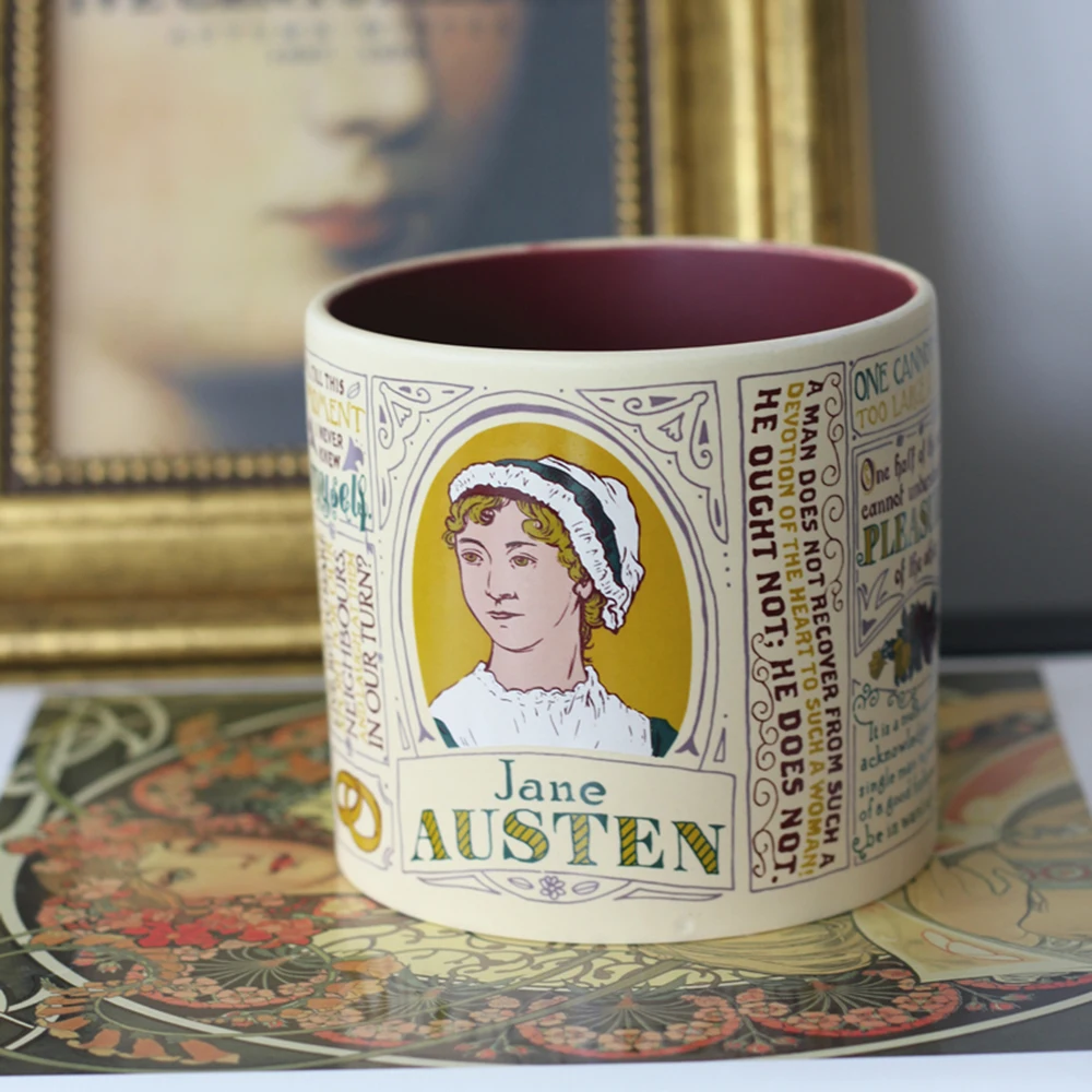 1 Pcs Jane Austen Coffee Mug Tea Cup Pride and Prejudice Ceramic Cups for Coworker Book Novel Gifts Jane Austen Saying Mug