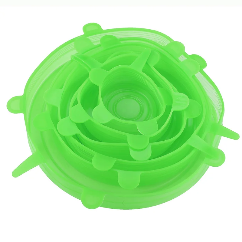 6 шт. силиконовые Эластичные крышки для кастрюль кухонная посуда миска