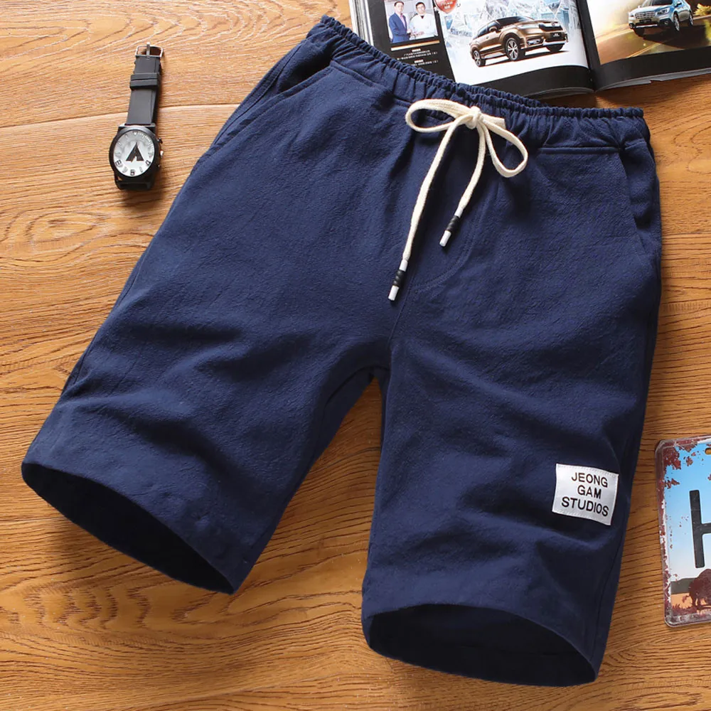 Мужские летние шорты повседневные однотонные пляжные брюки спортивные дышащие