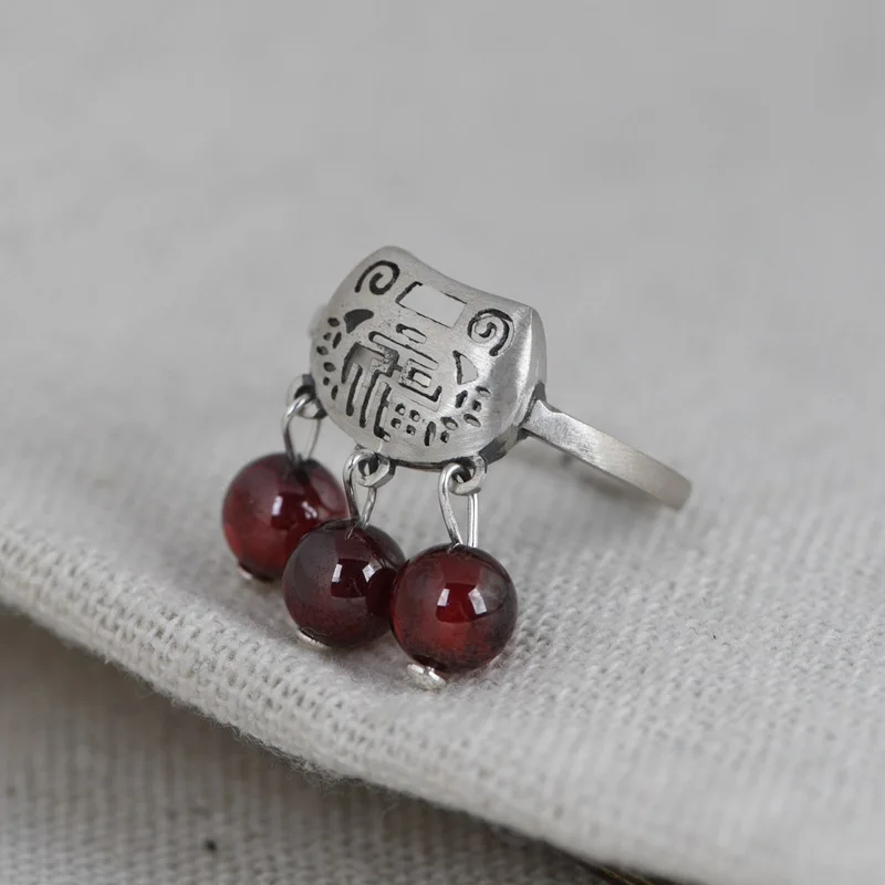 

FNJ 925 Silver Lucky Fu Ring for Women Jewelry 100% Original Pure S925 Silver Sterling Rings Ball Bead