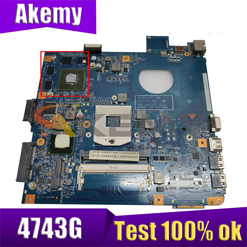 

Laptop motherboard For acer aspire 4743 4743G HM55 GeForce GT540M MB.RFH01.002 MBRFH01002 JE43-CP MB 48.4NI01.02M mainboard
