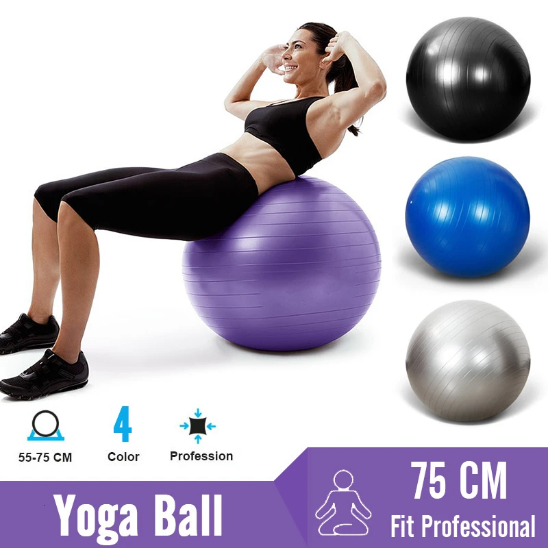 

75cm Pilates Exercise Ball For Fitness Stability Balance Gym Workout FitBall With Quick Pump Anti Burst Professional Yoga Balls
