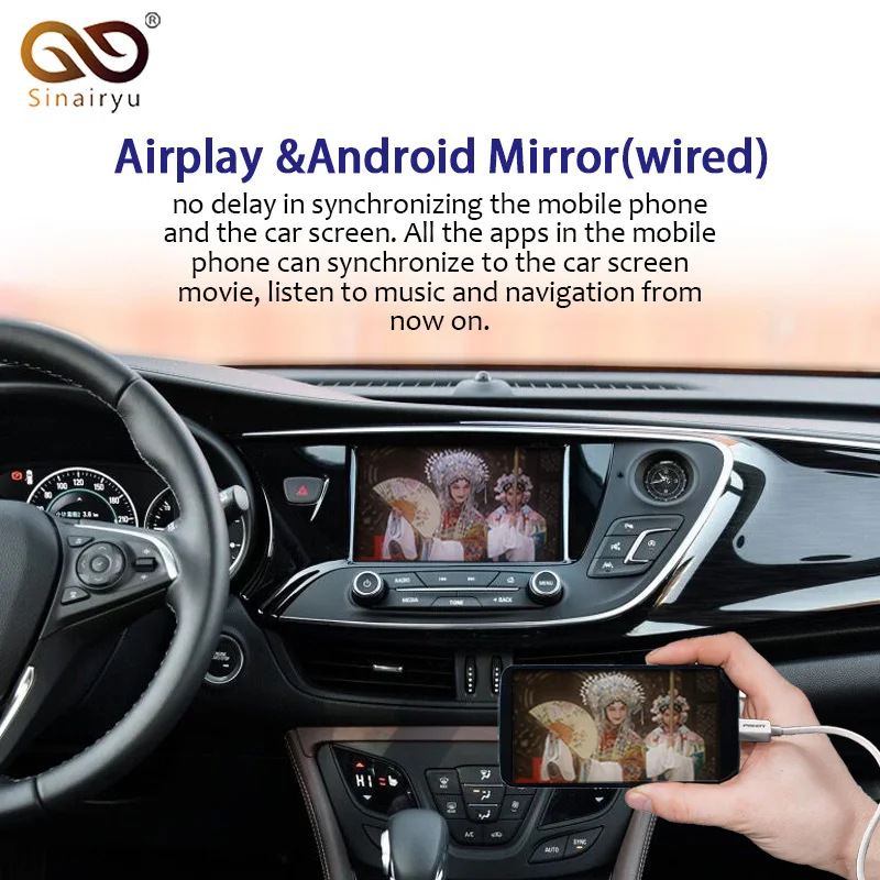 Sinairyu беспроводной Apple Carplay для Buick Regal/La crosse/Verano/Envision 2014-2018 Android авто зеркало в форме