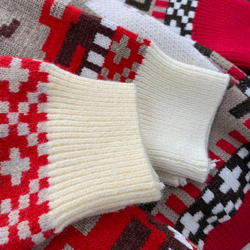 

2020 Korean Women Cardigan V Neck Thick Oversized Knitted Deer Christmas Sweater Coat Korean Style Winter Jacket