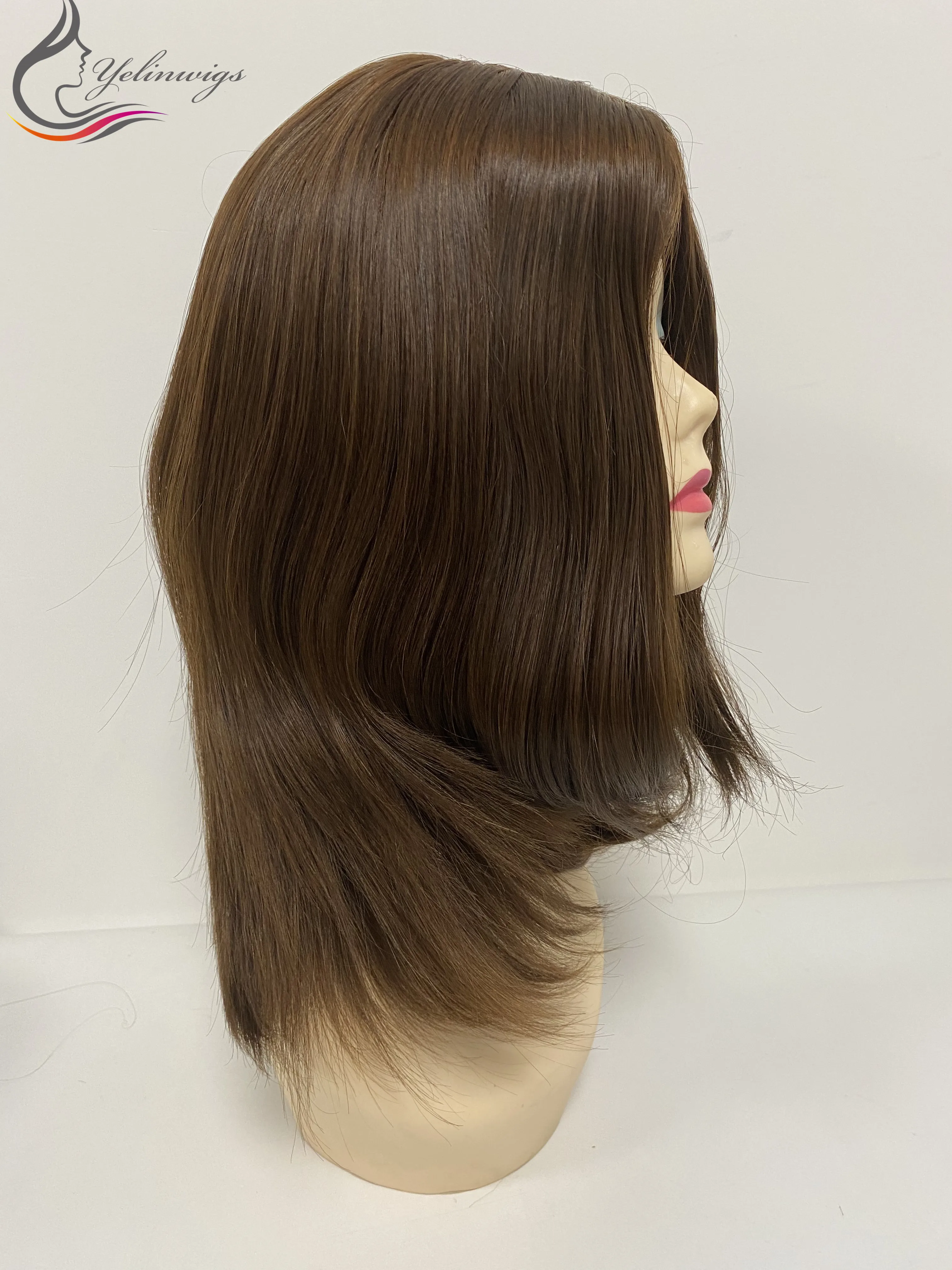 16-дюймовый еврейский парик Кошерный 100% европейские девственные волосы шелковые