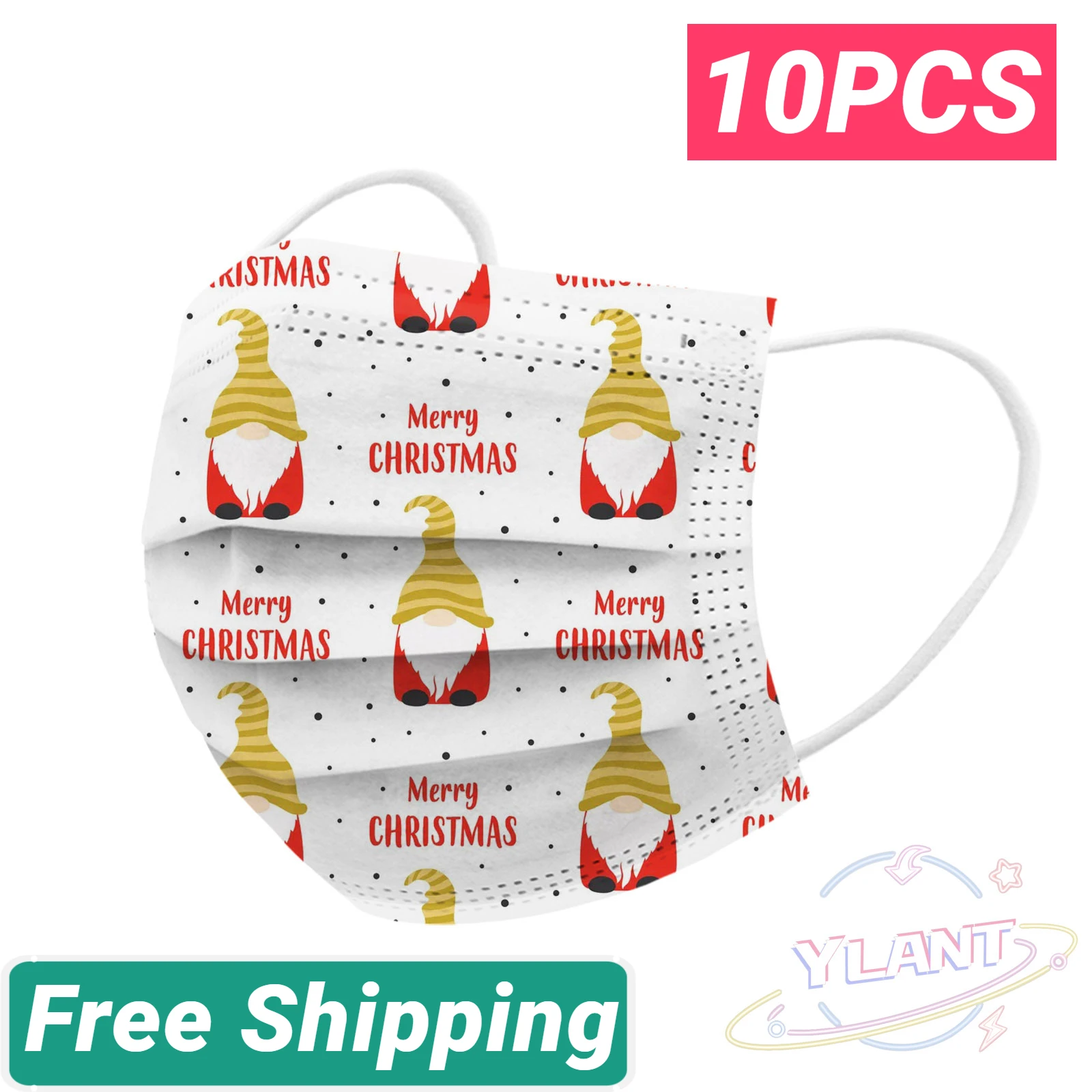 

2022 10 шт. Рождественская универсальная одноразовая Хорошая маска с принтом для взрослых Рождество Хэллоуин косплей маска для лица маски