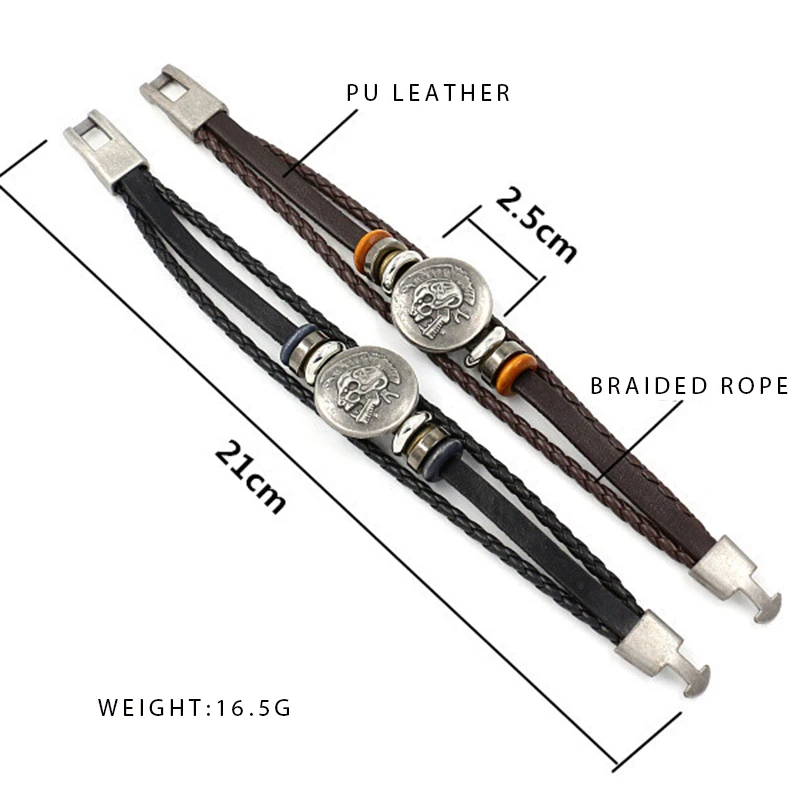 Мужской этнический браслет CUTEECO из натуральной кожи с черепами в стиле панк