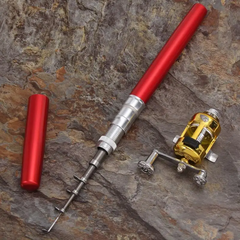Portable Pocket Telescopic Mini Fishing Pole Pen Shape Folded Rods Lightweight Reel Wheel Rod Tackle Pesca | Спорт и развлечения