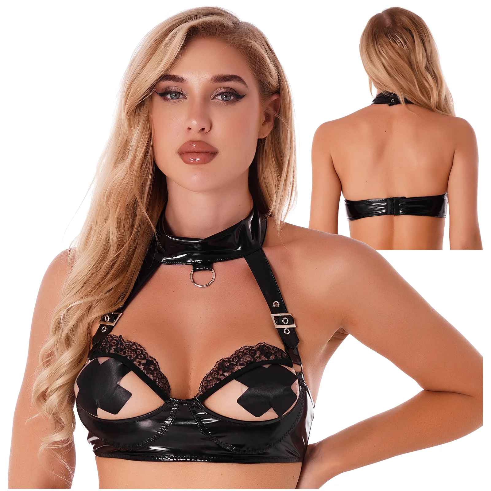 Женские черные кружевные бюстгальтеры с открытой грудью привлекательные из