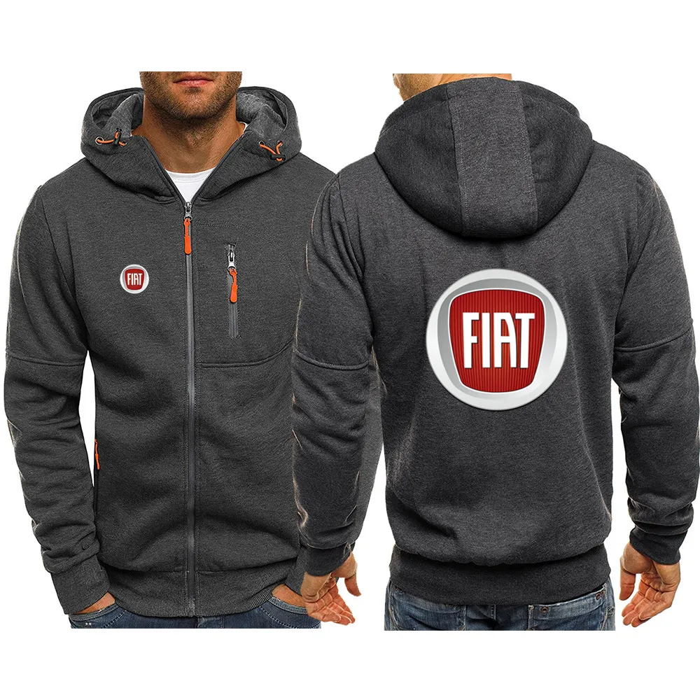

2021 New Hoodie men Casual zipper Hooded Coat Spring and Autumn Sportswear Men's FIAT Car Logo Cardigan Sweatshirt Man Hoodies