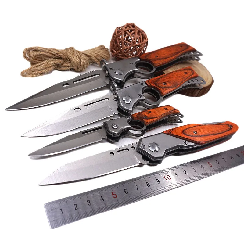 Складной нож для охоты выживания лезвие из нержавеющей стали деревянная ручка