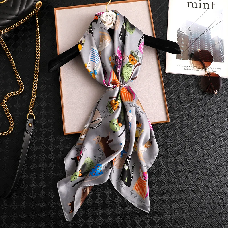 Новинка, высокое качество, модный женский квадратный шарф 90 см, Пляжная Женская шаль, Шелковый Хиджаб, платок, бандана, парео