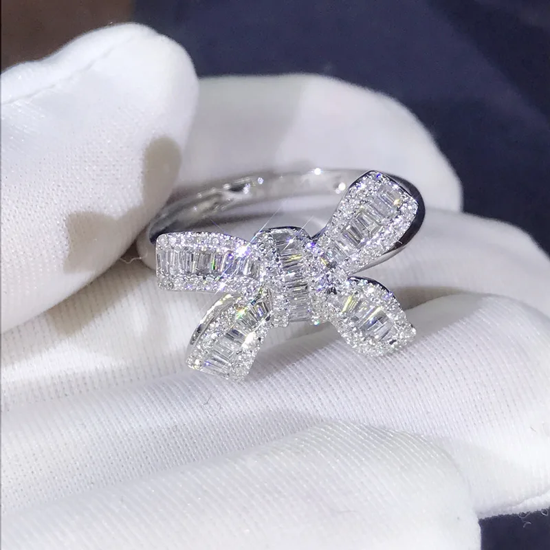 

Color Bowknot Bow Knot Bling Zircon Stone Rings for Women Fashion Wedding Engagement Jewelry 2021 New