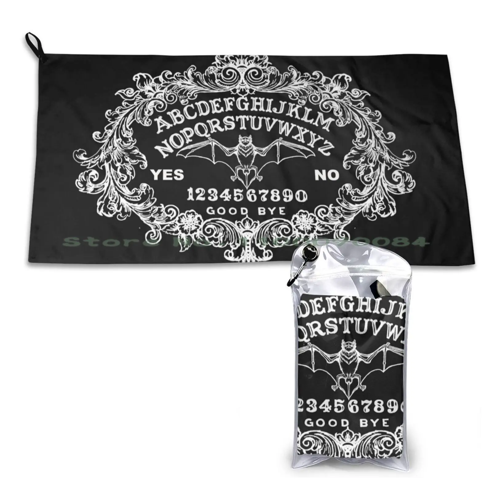 

Bat Witch Board Quick Dry Towel Gym Sports Bath Portable Bat Witch Board Spirit Board Goth Soft Sweat-Absorbent Fast Drying