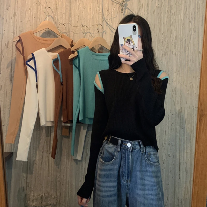 

Раннюю осень кофта из 150 см вязаная одежда на осень новый женский свитер 2020 трикотажная облегающая блузка с длинным рукавом