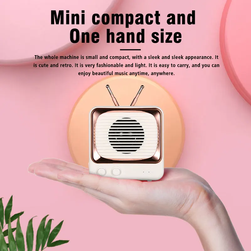 DW02 Bluetooth 5.0 Wireless Speaker with Mic Handfree Portable Retro TV Shape Loudspeaker HIFI 4D Sound Music TF Card | Электроника