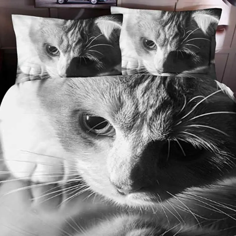 3D Dark cat Bedding Set animal bed linens Duvet Cover Home Textiles luxury Bedclothes quilt cover black single king size | Дом и сад