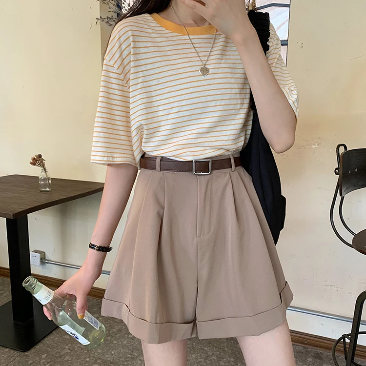 

YTX1106 Summer drape, high waist, thin, straight 2021 new small temperament casual suit shorts women