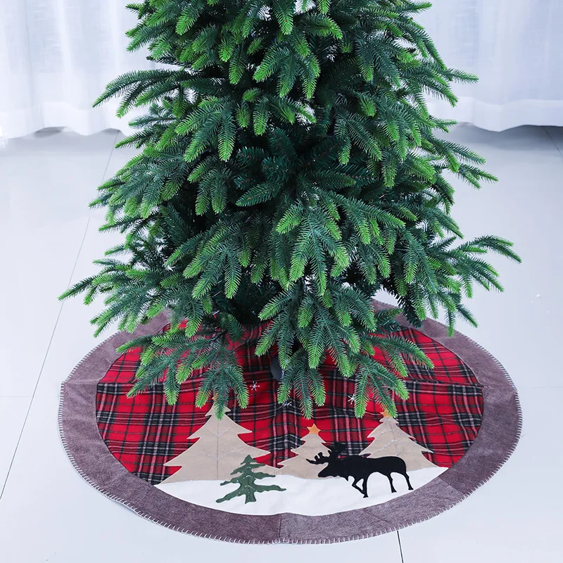 107 см красная клетчатая юбка для рождественской елки с лосем тканевая ковер