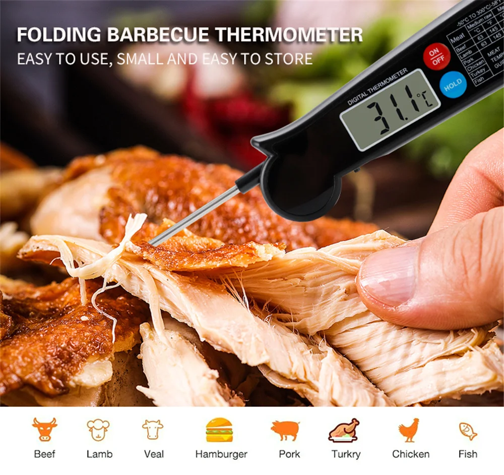 

Fast Reading Waterproof Meat Thermometer Digital BBQ Thermometer