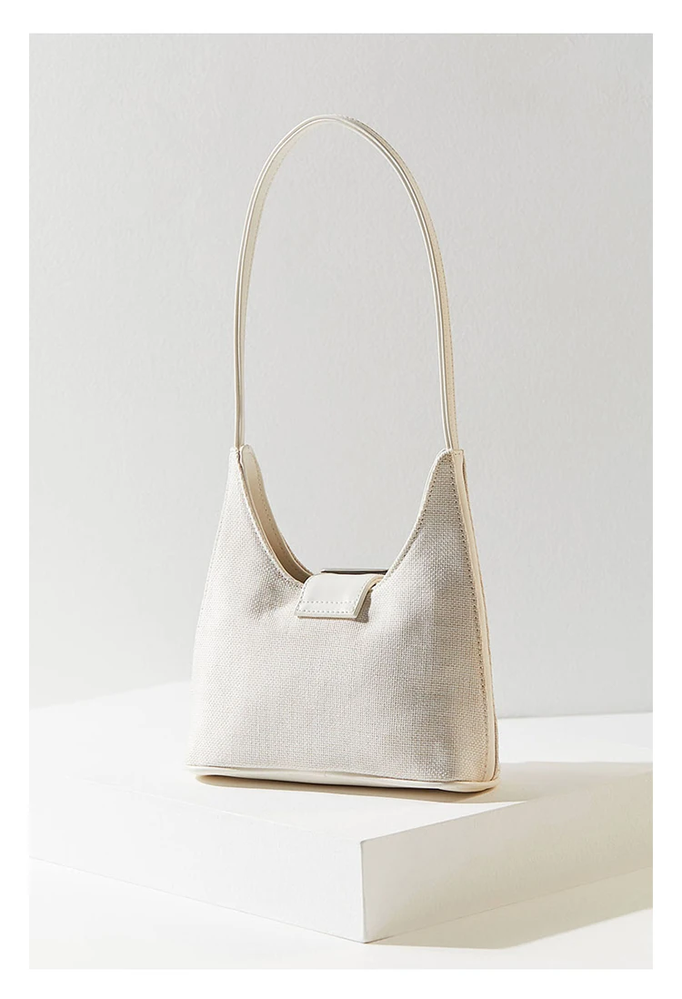 Простая холщовая полосатая сумка на плечо Новая летняя модная шикарная мягкая сумка-тоут на кнопках подмышек женская простая повседневная сумка