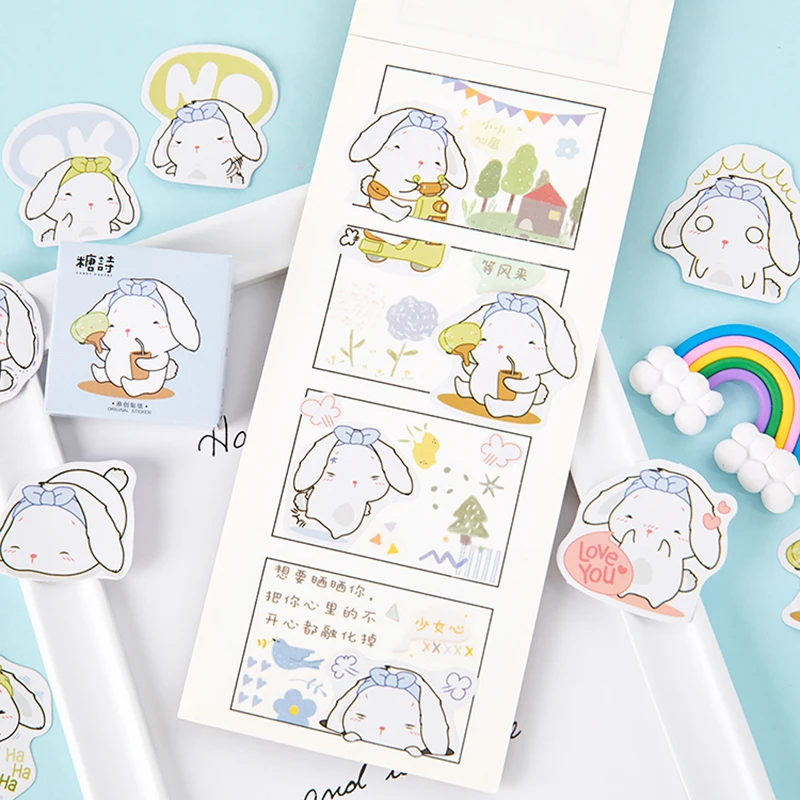 Мохамм 45 листов Kawaii мультфильм милый белый кролик Васи Маскировочная наклейка Скрапбукинг Девушка школьные принадлежности канцелярские принадлежности