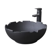 new desing art sinks counter basin bathroom sink round ceramic wash basin washbasin black bathroom sink ceramic balcony basin