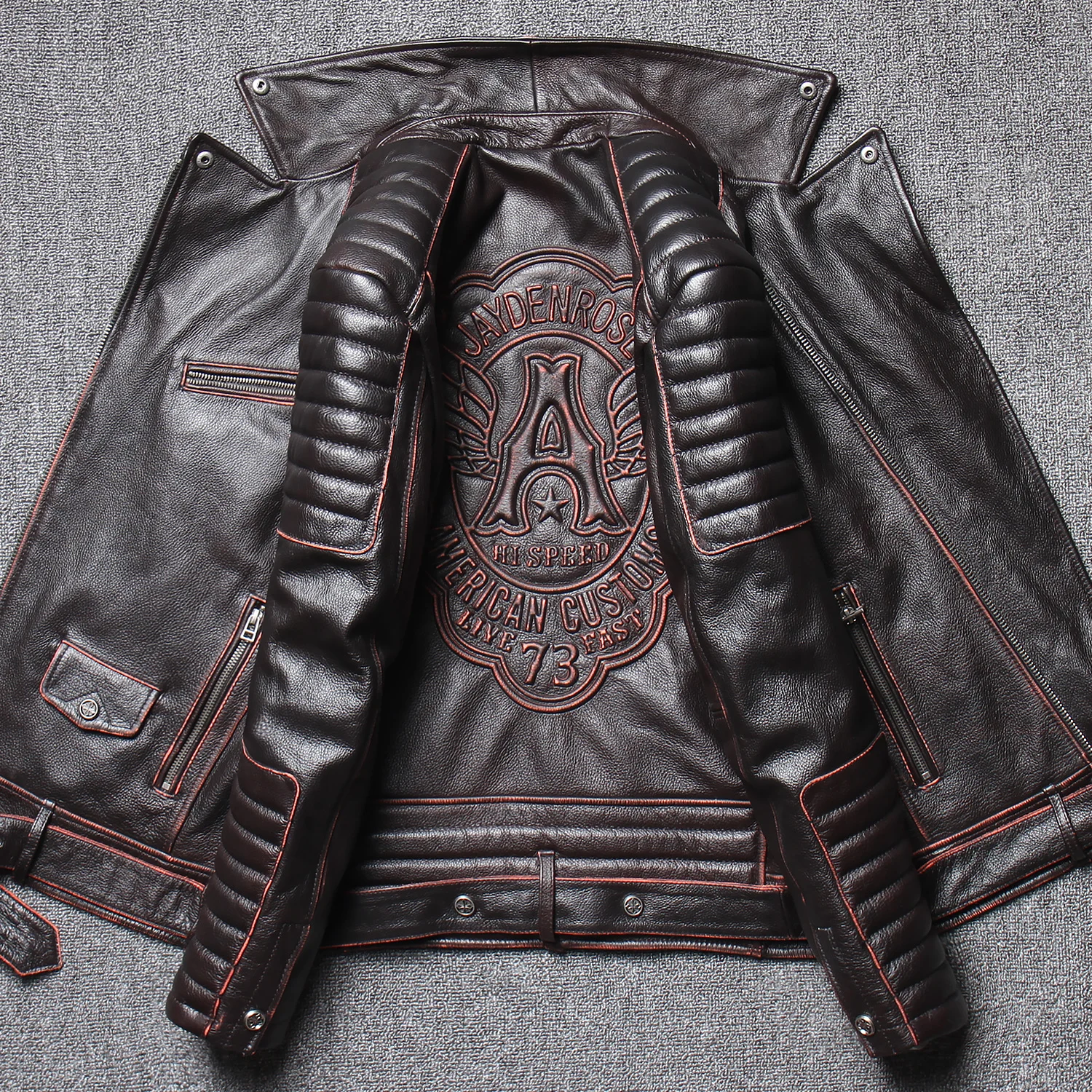 

2021 Vintage Brown American Motorcycle Style Genuine Leather Jacket Men Plus Size 4XL Real Natural Cowhide Slim Fit Autumn Coat