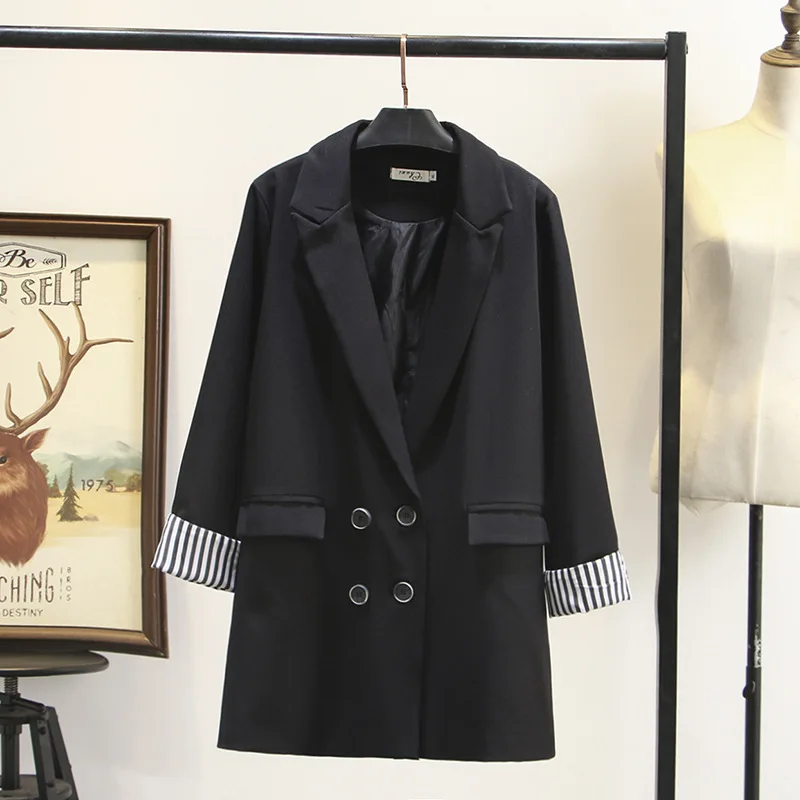 

2022 Fashion Women Spring Autumn Blazers New Style Korean Retro Black Striped Cuff Suit Jacket Women's Clothing D487