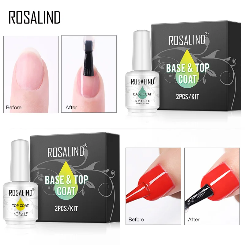 Комплект базового и топового покрытия ROSALIND 15 мл база для гель-лака полулак