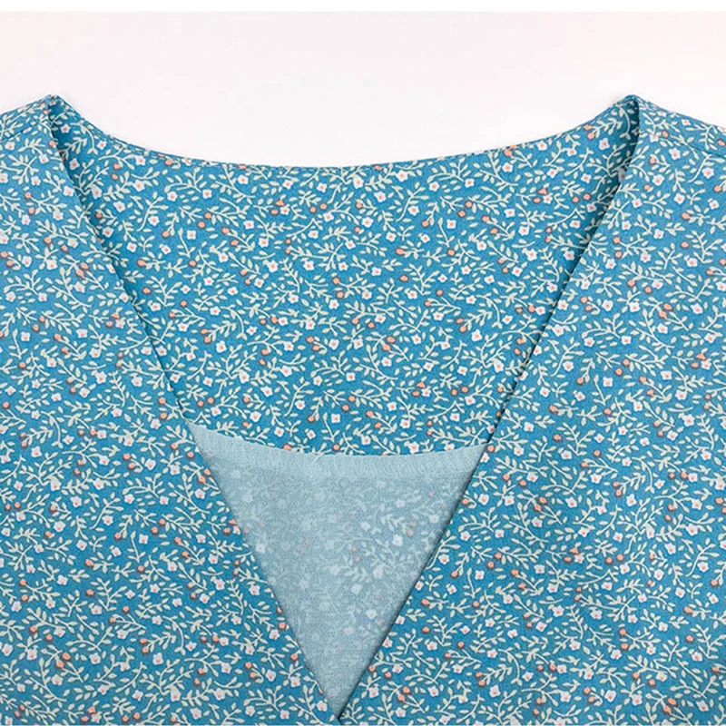 

Floral V-Neck Lace Dress Women Korean Fashion Loose Dress Woman Daily Casual Slimming Waist Mini Dresses Ladies Summer 2021