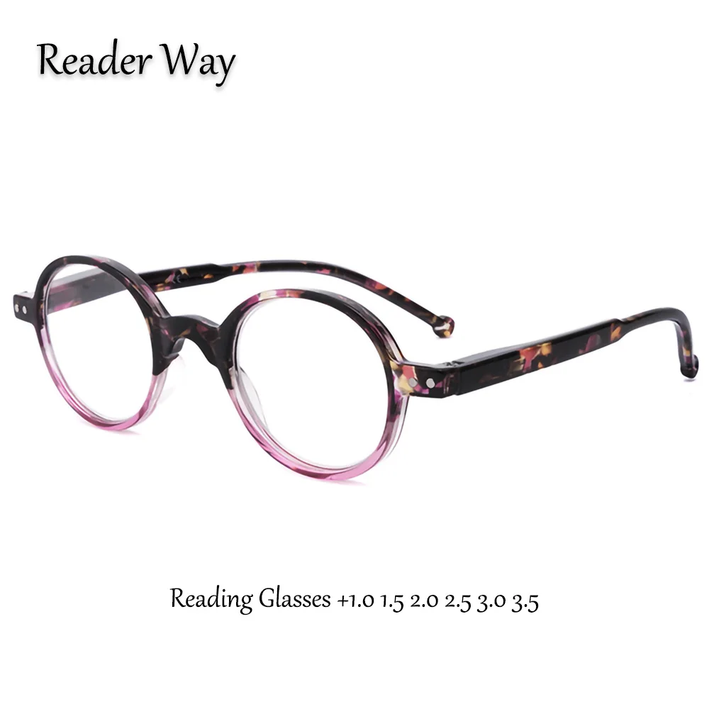 

Fashion Color Women's Reading Glasses Spring Hinge Round Frame Lightweight Ladies Presbyopic Eyeglasses 1.0 1.5 2.0 2.5 3.0 3.5