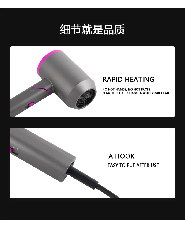 

2000W Folding Hair Dryer Portable Negative Ion Hair Dryer Hot And Cold Air Brush Hair Dryer Powerful Hair Dryer Salon Style Tool