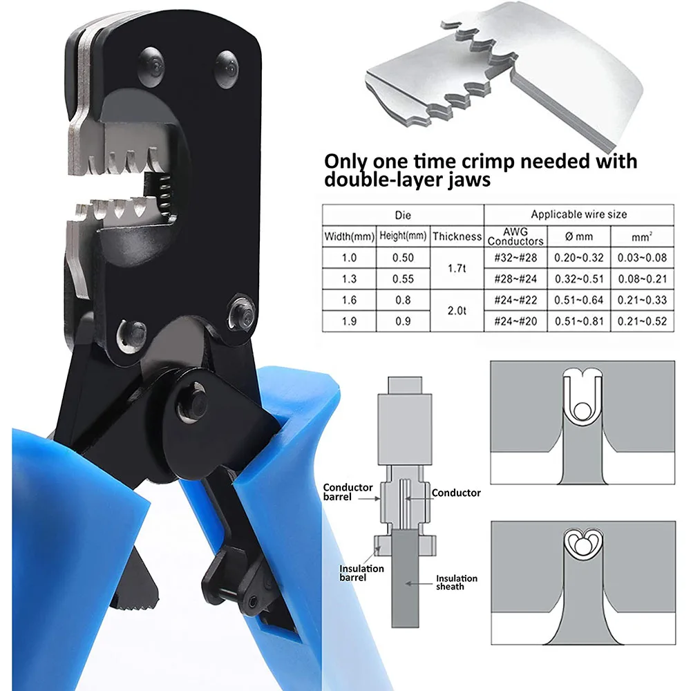 Micro Connector Pin Crimping Tool set Ratcheting Crimper 32-20AWG for D-Sub Open Barrel suits Molex JST JAE |