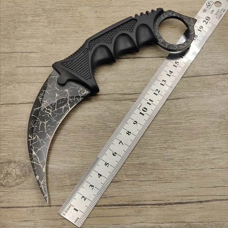 CS GO коготь счетчика удара Karambit нож шеи нож с оболочкой зуб тигра настоящая игра нож Радуга Кемпинг Фиксированное Лезвие Нож - Цвет: Black Stripe