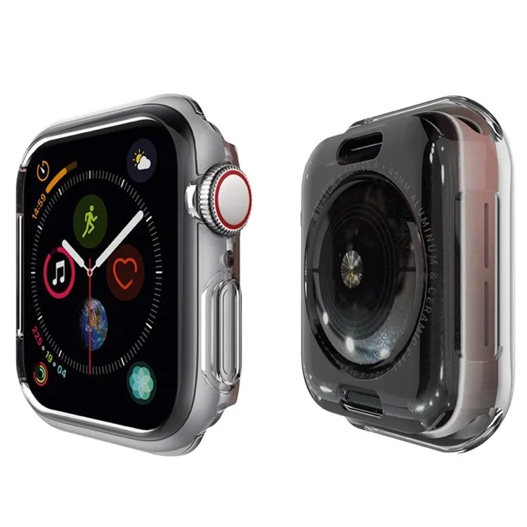 Чехол для Apple Watch Series 5, 4, 3, 2, 1, ТПУ, силиконовый, прочный, прозрачный, облегающий бампер, мягкий чехол для часов 5, 40 мм, 44 мм, задняя крышка
