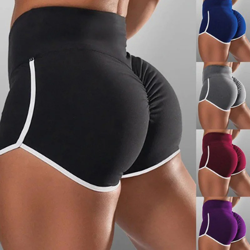 

Women High Elasticity Sports Shorts Summer Running Sexy Leggings High Waist Short Pants Fitness Jogging Clothing Black