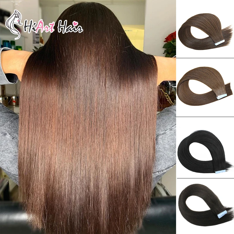HiArt накладные волосы на ленте 100% настоящие человеческие remy двойная нарисованная