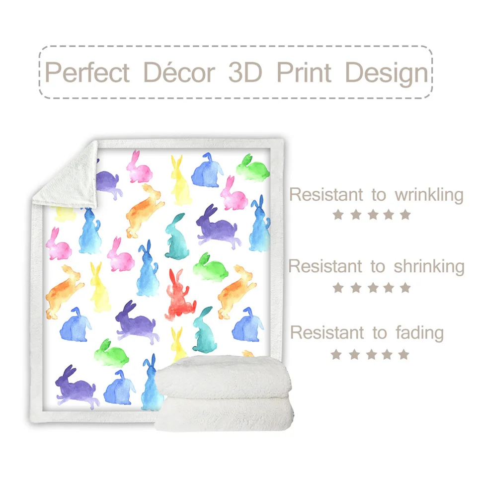 Плюшевое одеяло BeddingOutlet в виде кролика для детей цветное животного шерпа кровати
